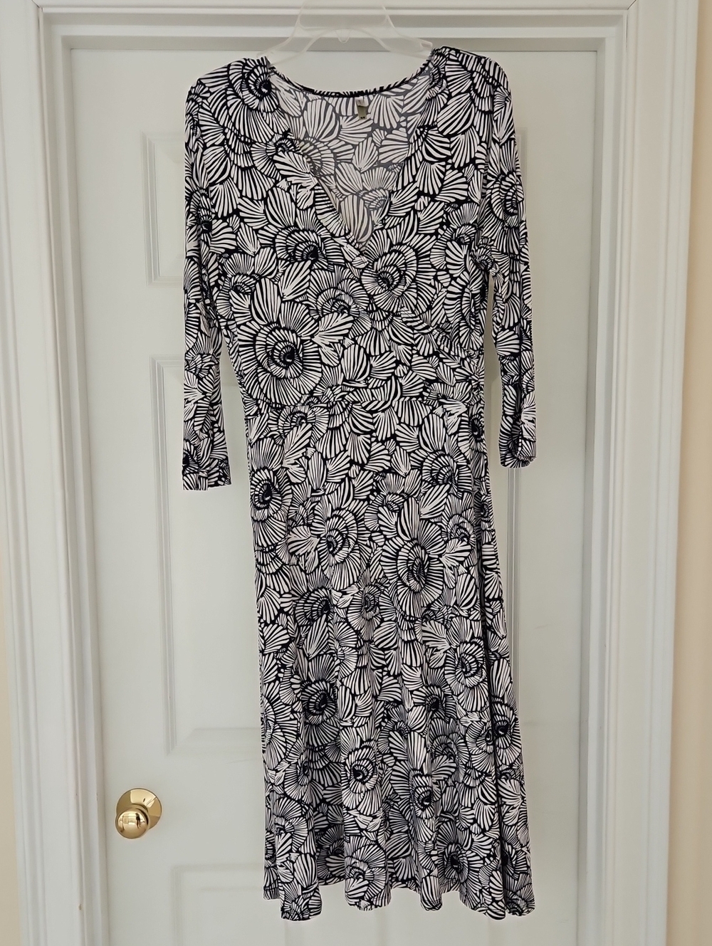 White Stag Blue & White Floral Long-Sleeve Wrap Dress